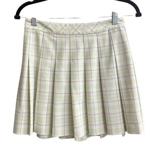 Aritzia Sun•Deh Best Olive Plaid Micro Pleated Mini Skirt Sz 4